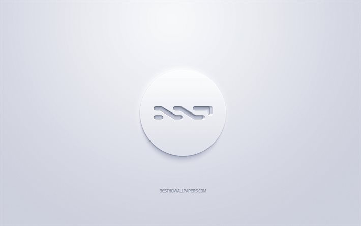 Nxt-logo, 3d valkoinen logo, 3d art, valkoinen tausta, kryptovaluutta, Nxt, rahoituksen k&#228;sitteit&#228;, liiketoiminnan, Nxt 3d logo