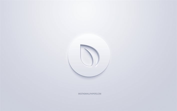 Peercoin logotyp, 3d-vit logo, 3d-konst, vit bakgrund, cryptocurrency, Peercoin, finansiering begrepp, f&#246;retag, Peercoin 3d-logotyp