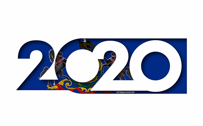 بنسلفانيا عام 2020, لنا الدولة, العلم بنسلفانيا, خلفية بيضاء, بنسلفانيا, الفن 3d, 2020 المفاهيم, بنسلفانيا العلم, أعلام الدول الأمريكية, 2020 بنسلفانيا العلم