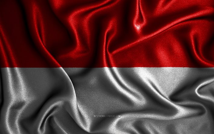 Bandeira da Indon&#233;sia, 4k, bandeiras onduladas de seda, pa&#237;ses asi&#225;ticos, s&#237;mbolos nacionais, bandeiras de tecido, bandeira da Indon&#233;sia, arte 3D, Indon&#233;sia, &#193;sia, Indon&#233;sia bandeira 3D