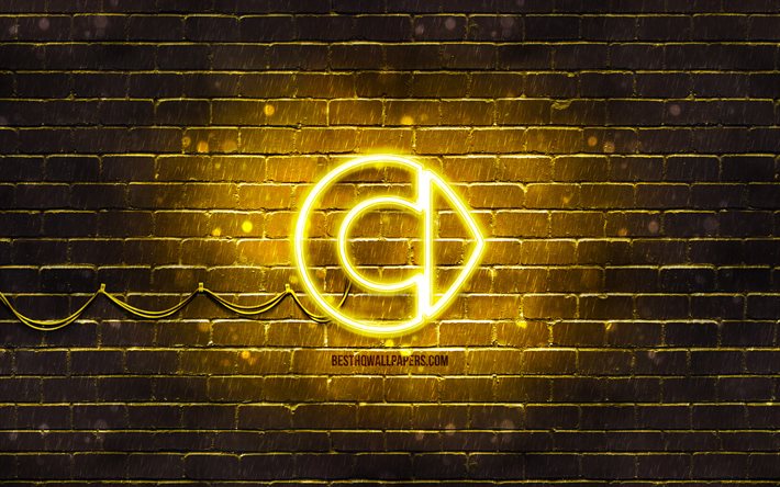 Smart gul logotyp, 4k, gul brickwall, Smart logotyp, bilm&#228;rken, Smart neonlogotyp, Smart