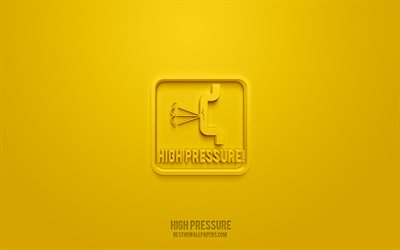 高圧3Dアイコン, 黄色の背景, 3Dシンボル, 高圧, 警告アイコン, 3D图标, 警告3Dアイコン, 黄色の警告サイン