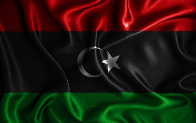 Libyan flag, 4k, silk wavy flags, African countries, national symbols, Flag of Libya, fabric flags, Libya flag, 3D art, Libya, Africa, Libya 3D flag