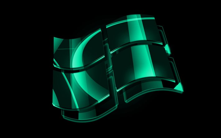 Download wallpapers Windows turquoise logo, 4k, OS, creative, black  background, Windows, Windows 3D logo for desktop free. Pictures for desktop  free