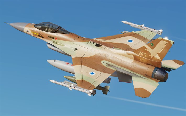 General Dynamics F-16A Fighting Falcon, F-16, For&#231;a A&#233;rea Israelense, Netz 107, ca&#231;a israelense, aeronave de combate, Israel