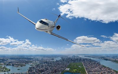 Bombardier Challenger 350, aereo passeggeri, panorama di New York, aviazione, nuovi aerei, Bombardier