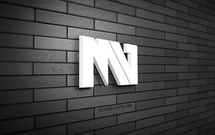 Logo MoVlogs 3D, 4K, mur de briques gris, cr&#233;atif, blogueurs, logo MoVlogs, art 3D, MoVlogs