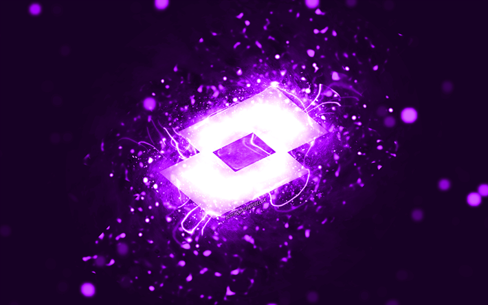 lotto-violett-logo, 4k, violette neonlichter, kreativer, violetter abstrakter hintergrund, lotto-logo, marken, lotto