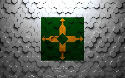Drapeau de Brasilia, art en nid d&#39;abeille, drapeau des hexagones de Brasilia, Brasilia, art des hexagones 3d, drapeau de Brasilia