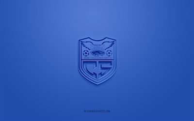 FC Carlos Stein, luova 3D-logo, sininen tausta, Peruvian Primera Division, 3d-tunnus, Perun jalkapalloseura, Lambayeque, Peru, 3d-taide, Liga 1, jalkapallo, FC Carlos Steinin 3d-logo