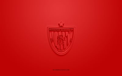 Budapest Honved FC, creative 3D logo, red background, NB I, 3d emblem, Hungarian football club, Hungary, 3d art, football, Budapest Honved FC 3d logo