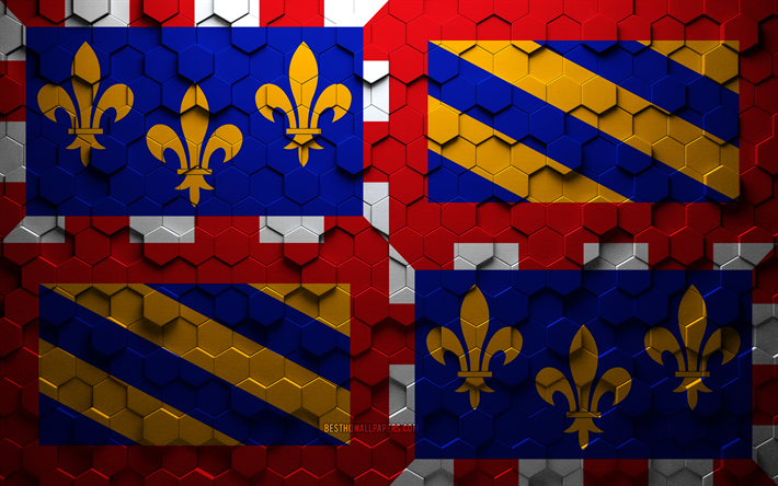 Flag of Burgundy, honeycomb art, Burgundy hexagons flag, Burgundy, 3d hexagons art, Burgundy flag
