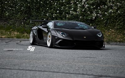 SR Auto Grupo, tuning, Lamborghini Aventador, supercarros, preto aventador, Lamborghini