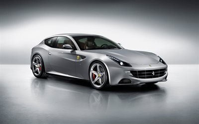 Ferrari FF, 2018, four-seat sports coupe, new silver FF, Italian sports cars, Ferrari Four