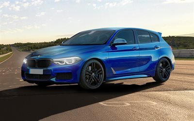 BMW M140i, 4k, الطريق, 2019 السيارات, بي ام دبليو 1-سلسلة, 2019 BMW M140i, BMW