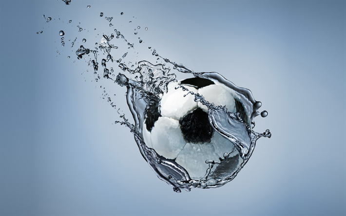 كرة القدم, 4k, رذاذ المياه, الكرة, الإبداعية