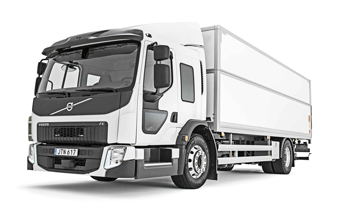 Volvo FE, 2019, nya lastbil, last lastbil, transporter begrepp, leverans, ny vit Volvo FE, svenska lastbil, Volvo
