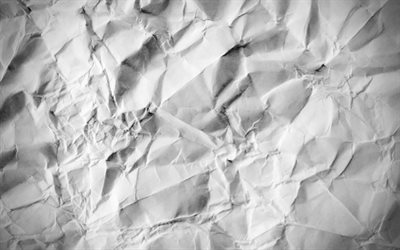 rypistynyt paperi, valkoinen paperi, paperi tekstuurit, vanha paperi, valkoinen rypistynyt paperi