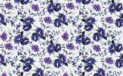 texture with violet flowers, floral texture, retro background with flowers, violet flowers, floral purple background