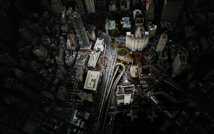 Manhattan, Nueva York, vista desde las alturas, metr&#243;polis, la ciudad de Am&#233;rica, los edificios, la ciudad de nueva york, la arquitectura, estados UNIDOS