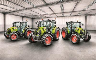 4k, Claas Arion 410, Claas Arion 420, Claas Arion 460, garage, 2019 traktorer, jordbruksmaskiner, Claas