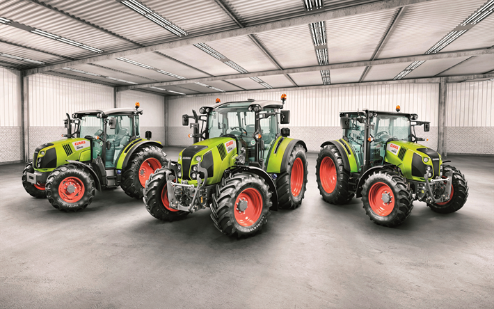 4k, Claas Arion 410, Claas Arion 420, Claas Arion 460, garage, 2019 tractors, agricultural machinery, Claas