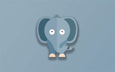 abstract elephant, creative elephant, elephant in the style of minimalism, animals, elephants, creative art, gray background