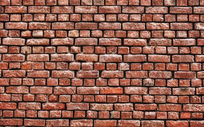 brown brick wall, 4k, grunge, brown bricks, close-up, bricks textures, brickwall, bricks, wall