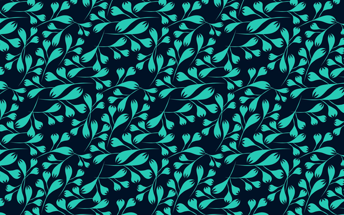 ダウンロード画像 ターコイズブルー花柄の背景 花飾り 青色の質感の中に緑色の花 創造的背景色背景 花のパターン フリー のピクチャを無料デスクトップの壁紙