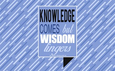 La connaissance vient mais la sagesse s'attarde, Alfred Lord Tennyson, citations, art créatif, fond bleu, des citations sur la sagesse, citations sur les connaissances, la motivation, l'inspiration