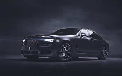 4k, Rolls-Royce Ghost Black Badge, tuning, 2019 cars, luxury cars, darkness, 2019 Rolls-Royce Ghost, british cars, Rolls-Royce