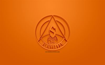 Alanyaspor, creative 3D logo, orange background, 3d emblem, Turkish football club, SuperLig, Alanya, Turkey, Turkish Super League, 3d art, football, 3d logo