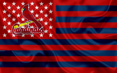 St Louis Cardinals, American baseball club, flag flag, MLB, St Louis, Missouri, USA, logo, emblem, Major League Baseball, silk flag, baseball