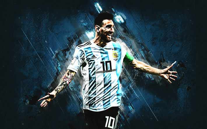 Lionel Messi, Argentiinan jalkapallomaajoukkue, 10 numero, hy&#246;kk&#228;&#228;j&#228;, muotokuva, world football star, Argentiina, johtaja