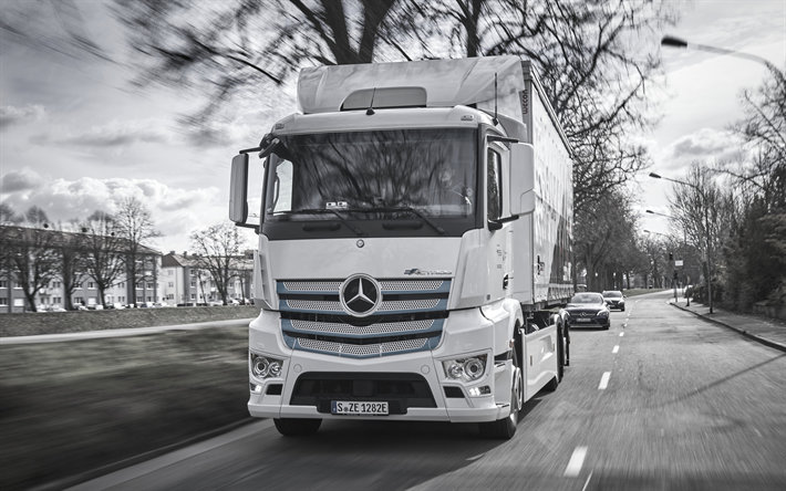 Mercedes-Benz e-Actros, 2019, electric truck, new electric Actros, exterior, delivery concepts, cargo, german trucks, Mercedes