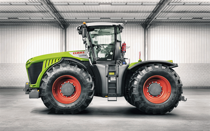 4k, Claas Xerion 5000, garage, 2019 tractors, Xerion 5000, agricultural machinery, Claas