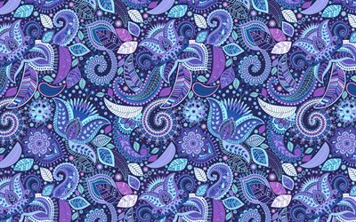 paisley blue texture, paisley pattern, buta, Persian designs, creative blue background, paisley background
