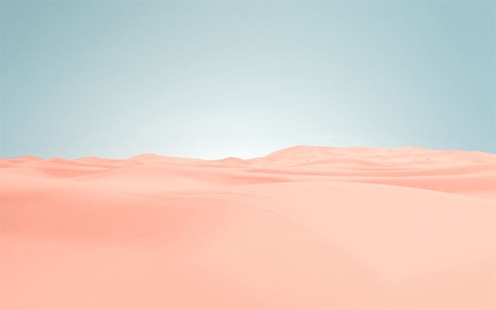 las dunas de arena, azul, cielo, arena, desierto, &#193;frica, arena de color rosa