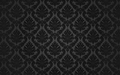 seamless pattern, black background with ornaments, black seamless texture, ornaments, retro background