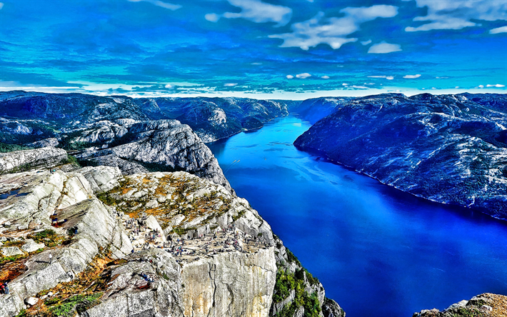 Norja, fjord, kaunis luonto, vuoret, HDR, Euroopassa
