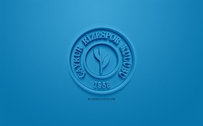Caykur Rizespor, 創作3Dロゴ, 青色の背景, 3dエンブレム, トルコサッカークラブ, SuperLig, リゼ, トルコ, トルコのスーパーリーグ, 3dアート, サッカー, 3dロゴ, Rizespor