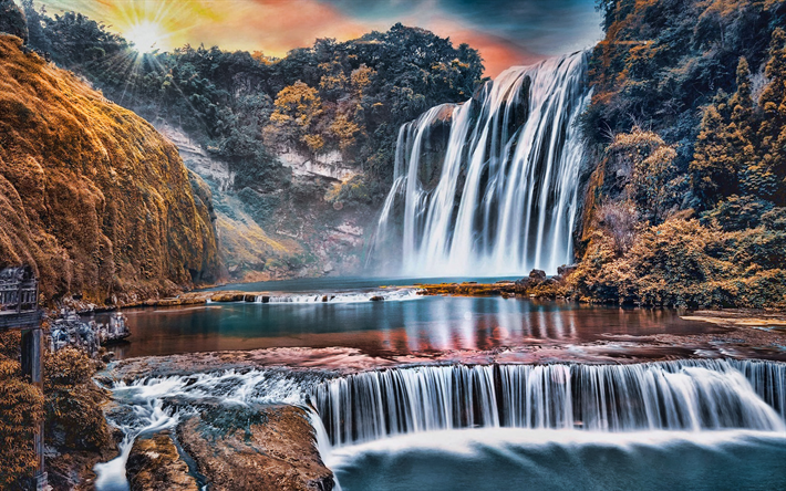 Cachoeira Huangguoshu, outono, bela natureza, Zhenning, Anshun, Guizhou, China, &#193;sia