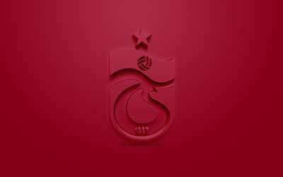 Trabzonspor, creative 3D logo, purple background, 3d emblem, Turkish football club, SuperLig, Trabzon, Turkey, Turkish Super League, 3d art, football, 3d logo