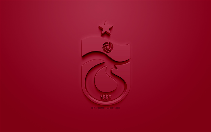 Trabzonspor, creative 3D logo, purple background, 3d emblem, Turkish football club, SuperLig, Trabzon, Turkey, Turkish Super League, 3d art, football, 3d logo