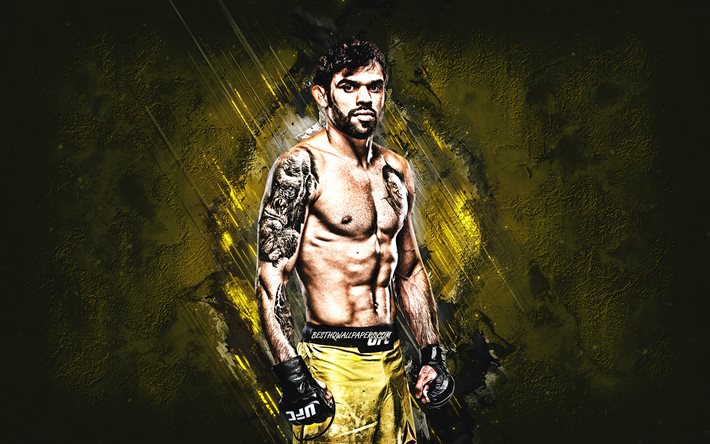 Renan Barao, UFC, Brezilya savaş, portre, sarı taş arka plan, Ultimate Fighting Championship