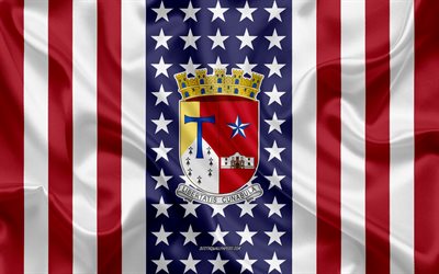 San Antonio Seal, 4k, silk texture, American Flag, USA, San Antonio, Texas, American City, Seal of the San Antonio, silk flag