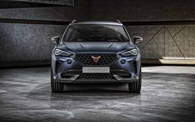 2021, la Seat Cupra Formentor, vue de face, SUV, le nouveau bleu Cupra Formentor, v&#233;hicules multisegments, espagnol voitures, Si&#232;ge