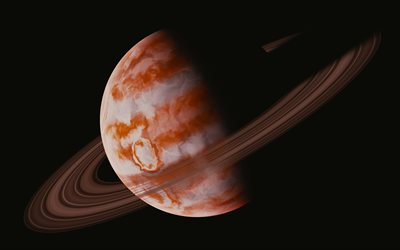 Saturne, 4k, plan&#232;te rouge, art num&#233;rique, de la galaxie, sci-fi, de l&#39;univers, de la NASA, les plan&#232;tes, Saturne &#224; partir de l&#39;espace