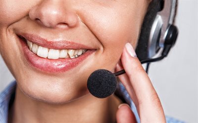 support concepts, call center, woman with a microphone, headphones with a microphone, support