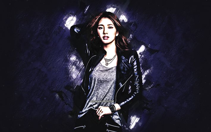 Bae Suzy, Miss A, South Korean singer, Suzy, Bae Su-ji, creative art, purple background, portrait